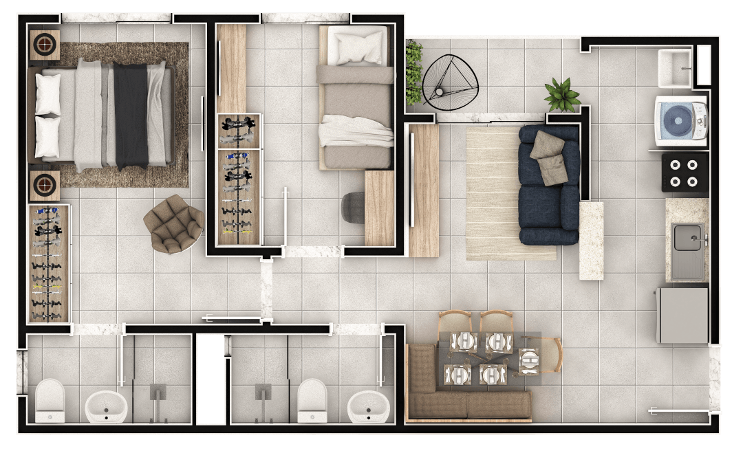 Alegro Layout 2 quartos