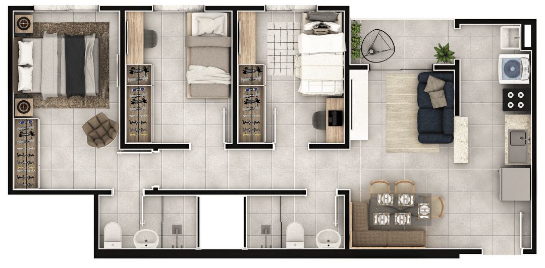 Alegro Layout 3 quartos